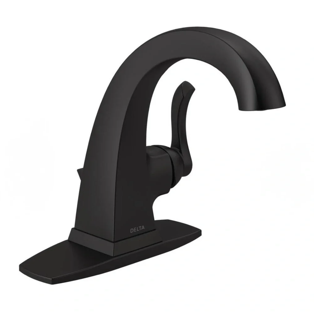 Delta Kahlo Matte Black Curved Single-Handle Bathroom Faucet 15841LF-BL New